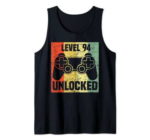 Cumpleaños 365 Nivel 94 Desbloquear Divertido Gamer Regalo de Cumpleaños 94 Camiseta sin Mangas