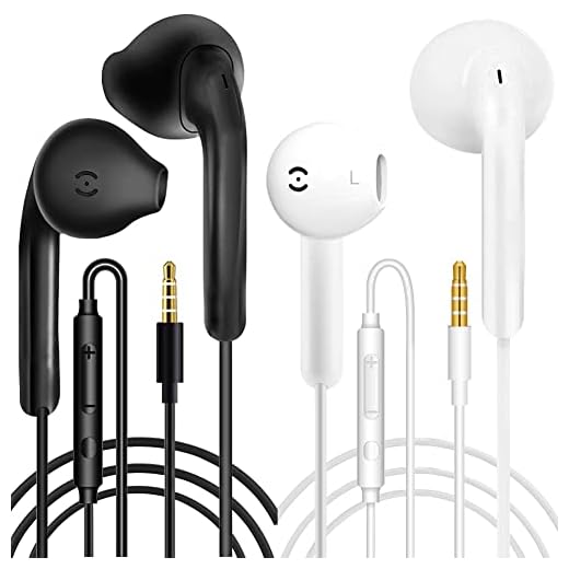 2-pack hörlurar kabelanslutna hörlurar i örat kabelanslutna öronsnäckor med mikrofon brusisolerande headset fjärrkontroll kompatibel med telefon Samsung Huawei Android smartphones surfplattor bärbara datorer