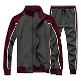 Chandal Hombre Completo Ofertas Flash Del Dia,Conjunto Deportivo Hombre de 2 Piezas Block Color Chaqueta de Béisbol y Pantalon Chandal Sencillo y Cómodo Traje de Jogger Hombre Ropa Deportiva Hombre