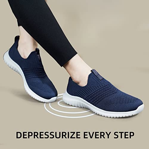Image of TIOSEBON Women's Walking Tennis Shoes Knit Comfortable Slip on Breathable Mesh Lightweight Sneaker