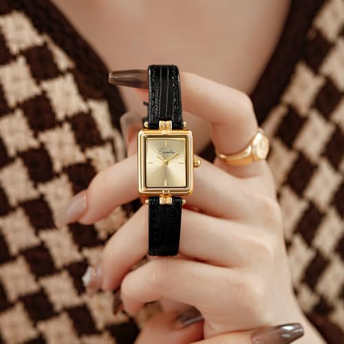 Montre rectangulaire femme noir et marron cadeau idéal - 3
