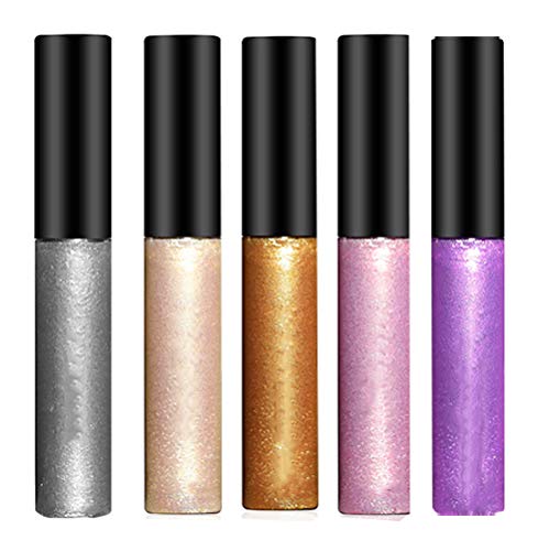 BesYouSel 5 Color Liquid Eyeliner 5PCS Waterproof Eyeliner Bright Shiny Eyeliner Diamond Eyeliner Non Blooming Eyeliner Nature Eye Makeup