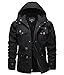 TACVASEN Winterjacke Herren Warme Übergangsjacke Gefütterte Cargo Bomberjacke Thermo Fliegerjacke Mantel (XXL, Schwarz)