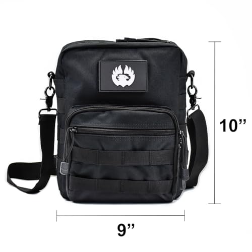 Torch Small Messenger Bag MOLLE Tactical Satchel Compact Courier Pack Single Strap Shoulder Sling Cycling for Every Day Carry Gear (Black)