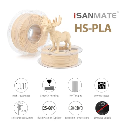 Image of iSANMATE High Speed PLA 3D Printer Filament, Matte Light Brown Beige PLA Filament 1.75mm Designed for High Speed 30-600mm /s, Fast Printing Speed PLA, Dimensional Accuracy ±0.02mm, 1kg Spool (2.2lbs)