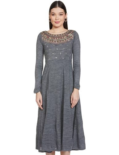 Image of Aurelia Women's Acrylic Fit and Flare Knee-Length Casual Dress