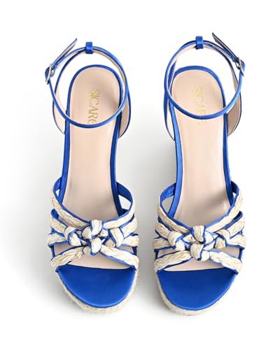 Open Toe Wedge Sandals for Women Espadrilles Platform Braided Strappy Sandals Comfortable Slip on High Heel Summer Wedges Sandals Dressy Shoes with Adjustable Ankle Strap4