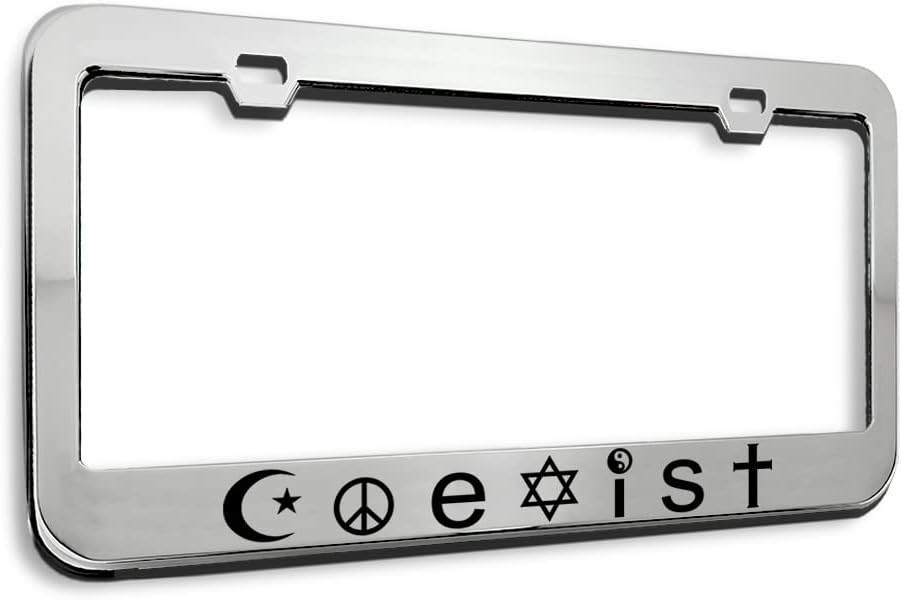 Metal License Plate Frame Coexist Car Accessories Stainless Steel 2 Holes 1 Frame