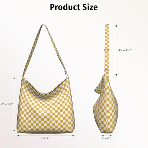 Plaid Canvas Tote Handbag Large Messenger Bag Crossbody Vintage Checkered Shoulder Bag for Women and Men Casual Work Shopping4