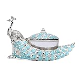 Sxhlseller Azúcar de Metal con Relieve de Pavo Real Vintage con Tapa y Cuchara para Cafetería del Hotel en Casa, Azucarero de Vidrio de Aleación de Zinc Azucarero Decorativo para Exhibición de