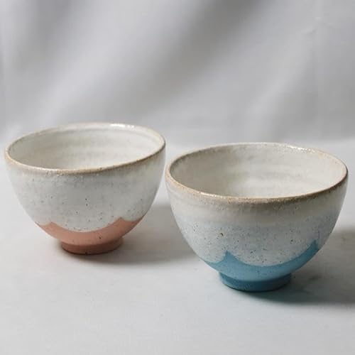 まるいち本店 [ペアセット]信楽焼お茶碗「潮騒」(ブルー1個・ピンク1個)