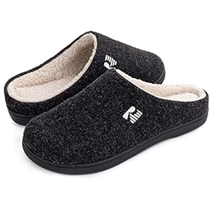 RockDove Men’s Sherpa Lined Memory Foam Clog Slipper, Size 11-12 US Men, Black