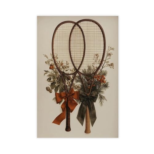 Raquette de tennis tableau vintage pour créer une ambiance chaleureuse dans la chambre