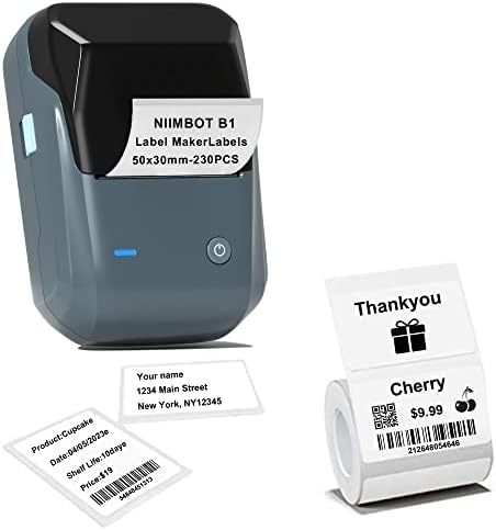 Label Makers - Niimbot B1 Thermal Label Printer 2 Inch Portable Bluetooth Label Maker with Tape Easy to Use for Office, Home, Business, Clothing, Organization, Address, Mailing(with 1.96"x1.18" Label)