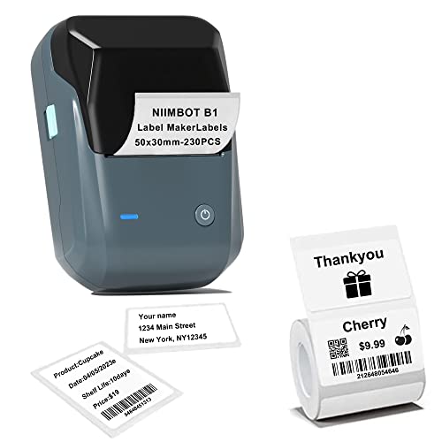 Label Makers - Niimbot B1 Thermal Label Printer 2 Inch Portable Bluetooth Label Maker With Tape Easy To Use For Office, Home, Business, Clothing, Organization, Address, Mailing(With 1.96"X1.18" Label) #TOP1
