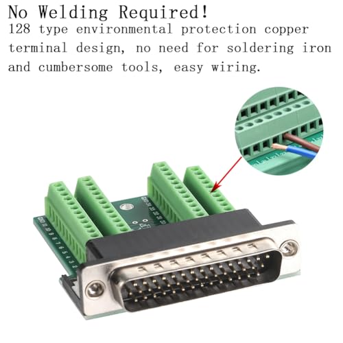 ANMBEST DB44 Solderless Connector, Male RS232 D-SUB Serial to 44-pin Port Terminal Adapter Breakout Board with Case Long Bolts Tail Pipe by ANMBEST - Image 2