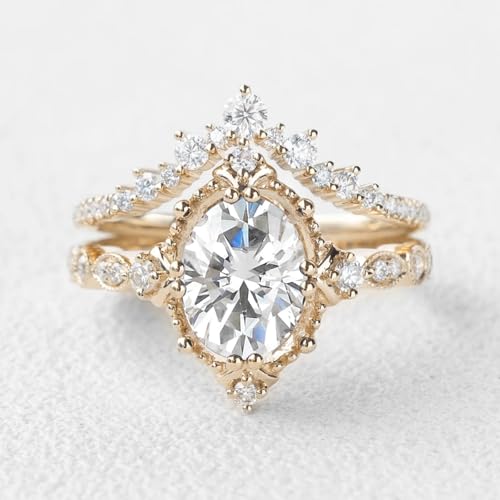Vintage Moissanite Wedding Ring Set for Women 1.5CT Moissanite Bridal Ring Set S925/10K/14K/18K White Yellow Rose Gold Vintage Engagement Ring Set for Wife Bridal3