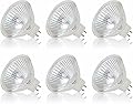 Simba Lighting Halogen MR16 20W 12V Light Bulbs (6 Pack) for Landscape, Track Lights, Fiber Optics, Desk Lamps, BAB C Spotlights with Glass Cover, GU5.3 Bi Pin Base, 2700K Warm White Dimmable