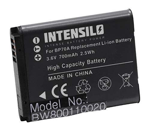 INTENSILO Li-Ion batería 700mAh (3.6V) para cámara de Video videocámara Samsung DV180F, ES65, ES70, ES71, ES73, ES74, ES75, ES78, ES80 por BP70a.