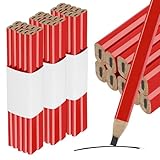 YiliYa Zimmermannsbleistift-Set 30-teilig - 175 mm Länge - Ovale Form - 5B-Härte - Ideal zum Anzeichnen & Markieren - rot & weiß/Markierungswerkzeug/Baubleistift