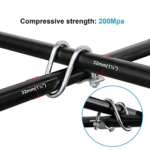 10 PCS Cross-Connector Vertical Pipe Clip for 1-1/4" (1.25" OD) Round Tube, Crossover Tube Clamps for Farm, Greenhouse, Tripods - Thumbnail 3