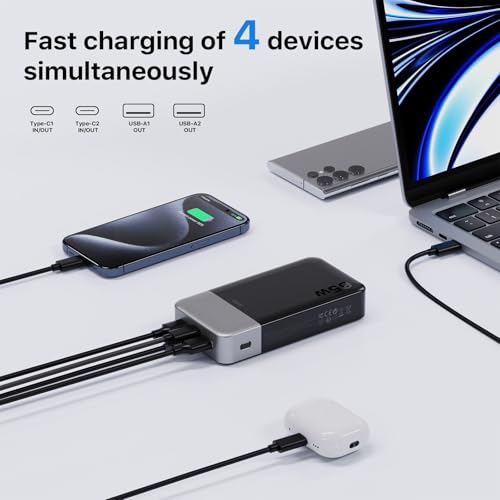 Image of JUOVI Portable Charger 65W Power Bank 20000mAh Compact USB C Laptop Power Bank Fast Charging Battery Pack for Laptop MacBook Dell XPS iPad Tablet Steam Deck iPhone 17 /16 /15 /14 Series Samsung and More