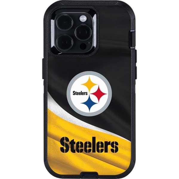 Skinit Decal Phone Skin Compatible with OtterBox Defender iPhone 15 Pro Max - Officially Licensed NFL Pittsburgh Steelers Design