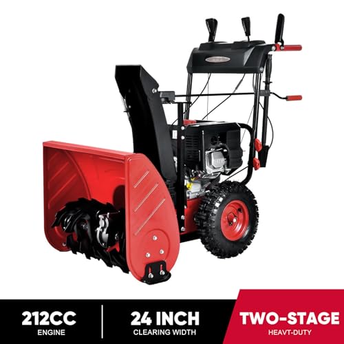 Image of PowerSmart 24-Inch 2-Stage Self-Propelled Gas Snow Blower 212cc Engine with Electric Start, LED Light
