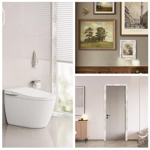 ZTVOWTO Wandleisten Selbstklebend, Deckenleisten Selbstklebend, 3D Deckenleisten Styropor füR Spiegelkanten, MöBel, TüRrahmen, Decken, Wohndekoration (Weiß mit Gold, 500cm*3.6cm)