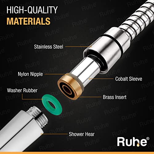 Image of Ruhe OHM Health Faucet Set for Bathroom /Handheld Jet Spray for Toilet | ABS Health Faucet Water Spray Gun with 304-Grade Stainless Steel Flexible Shower Tube 1 Meter and Wall Hook /Holder