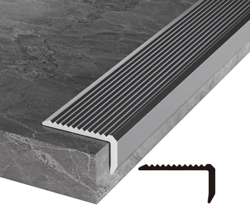 AVLLSO Guardavivos Esquinas Peldaños Antideslizantes para Bordes de escaleras para escalones al Aire Libre, moldura de Esquina de Pared, 36-60 Pulgadas de Largo(Grey,L-49/124cm)