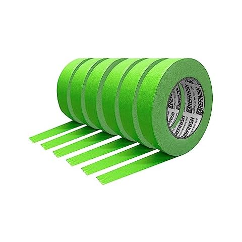 KREFINISH Painters Tape for Car Paint Green No Residue Automotive Masking Tape for Automotive Paint - Heat Resistant for Paint Booth, 0.7 Inches x 60 Yards, 6 Rolls Cover