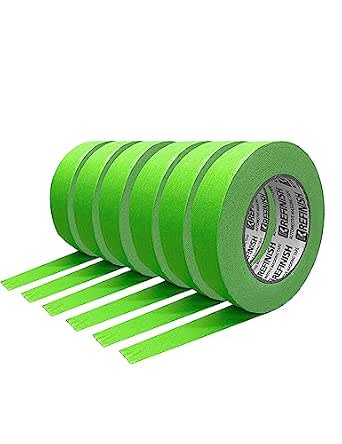 KREFINISH Painters Tape for Car - Green No Residue Automotive Masking Tape - Heat Resistant for Paint Booth, 0.7 Inches x 60 Yards, 6 Rolls