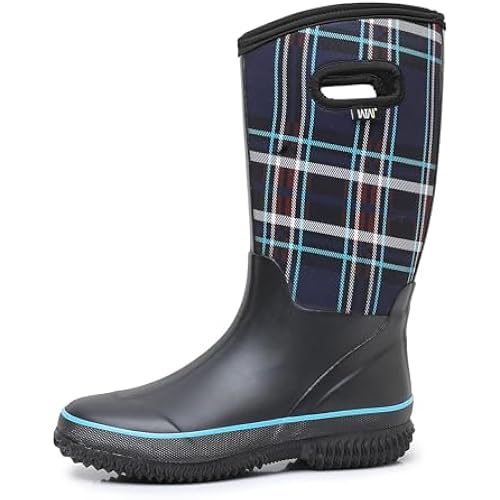 WTW Mid Calf Rain Boots for Women - Waterproof Insulated Neoprene Mud Boots Outdoor Hunting Garden Boots