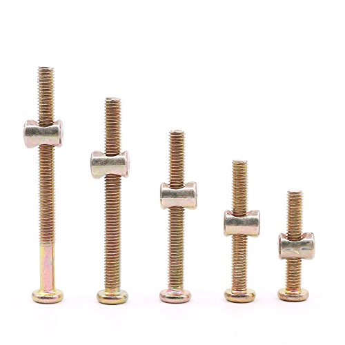 Hilitchi 100-Pcs M6 Zinc Plated Crib Screws Hex Drive Socket Cap Furniture Barrel Screws Bolt Nuts Assortment Kit For Furniture Cots Beds Crib And Chairs (35Mm/45Mm/55Mm/65Mm/75Mm-Assortment Kit) #TOP5