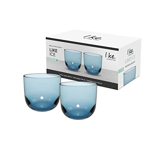 like. by Villeroy & Boch - Like Ice Water Glass Set 2 pces, Coloured Glass ice Blue, Capacity 280 ml, Average