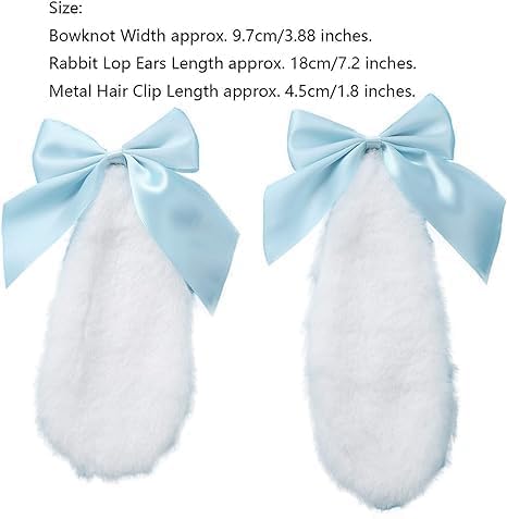 Par de pinzas para el cabello con orejas de conejo azul miniatura 4