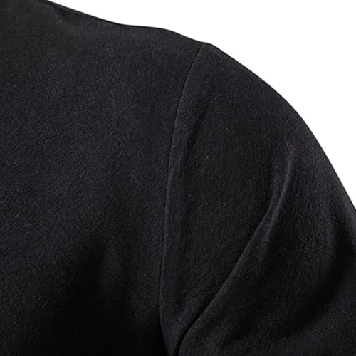 Men's Linen Cotton Shirt Soft Long Sleeve Lace Up Top Vintage Mock Neck Casual Fall Fashion Spring Henley Shirt4