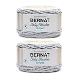 BERNAT Blanket Stripes 2-300G Silver Steel, Sunshine, 2 Pack