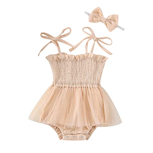 Image of Meihuida Newborn Baby Girl Sleeveless Rompers Summer Clothes Cotton Bodysuit with Headband
