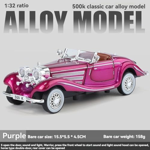 Image of Mercedes Benz 1936 500K Special Roadster SUV Car 1:32 Scale Model Car Exclusive Alloy Metal Pull Back Die-cast Diecast Metal Pullback Toy Openable Doors & Light Music【Colors as Per Stock 】