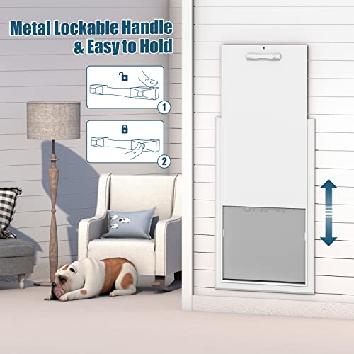 Urspet Xl Double-Flap Dog Doors For Large Dogs - Energy Efficient And Premium Aluminum Pet Door With Lockable Handle - Easy Installation, Weatherproof And Suitable For Extra-Large Dogs Up To 220Lbs #TOP5