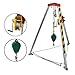 TECHTONGDA Rescue Tripod Confined Space Tripod Kit with 1200 LBS Lifting Winch 65ft Steel Cable with Retractable Support Legs with 33ft Fall Arrestor