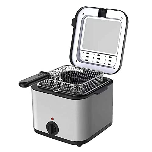 Deep Fryer, Large Capacity 2.5L Oil 1000W Adjustable Temperature, Stainless Steel, Non Stick, Dishwasher Safe Parts for Home Use