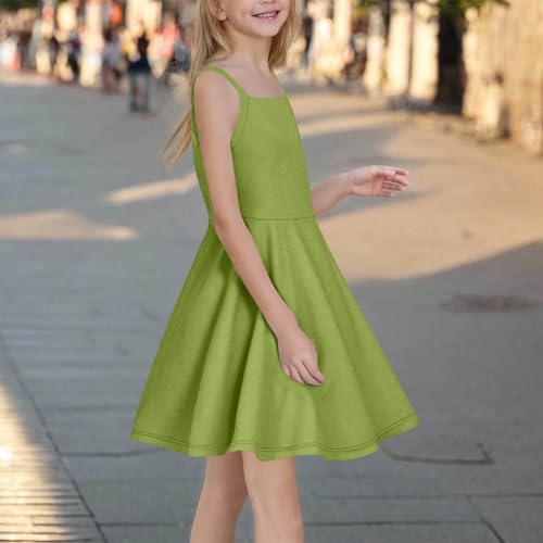 Girls Summer Dress Sleeveless Spaghetti Strap Midi Sundress A-line Swing Casual Flowy Dresses3