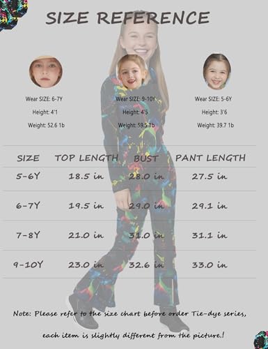 Image of Girls Clothes Tie Dye Sweatsuit Long Sleeve Sweatshirt Tops and Flare Pants 2PCS Girls Fall Clothes