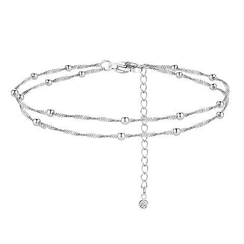 ORAZIO 925 Klamra z homara Ankle Bransoletka Wielowarstwowa Bransoletka Na Kostkę Dla Kobiet Serce Okrągła Piłka Cyrkon Wiele Style Kostki Łańcuch Regulowany Lato Plaża Biżuteria