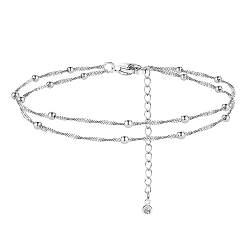 ORAZIO 925 Klamra z homara Ankle Bransoletka Wielowarstwowa Bransoletka Na Kostkę Dla Kobiet Serce Okrągła Piłka Cyrkon Wiele Style Kostki Łańcuch Regulowany Lato Plaża Biżuteria