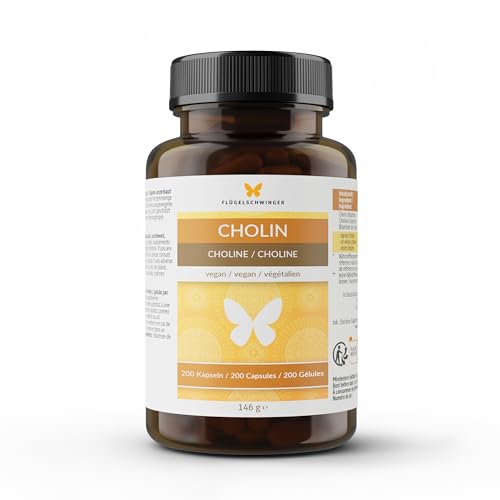 200 gélules de choline pour 6 mois, pour un métabolisme lipidique normal et une fonction hépatique normale, sans additifs, végan