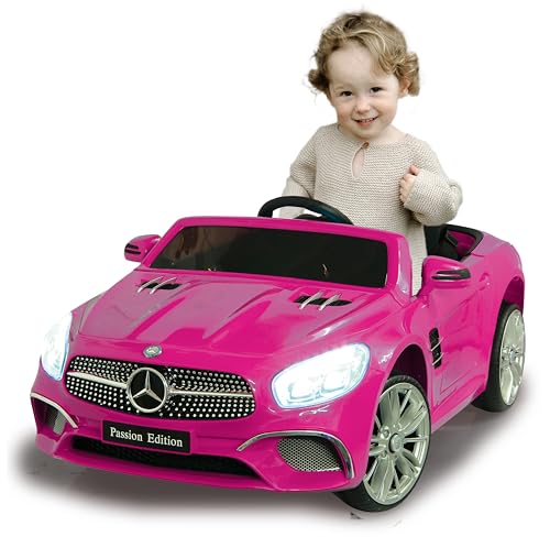 JAMARA 460440 - Ride-on Mercedes-Benz SL 400 12V - 2 Leistungsstarke Antriebsmotoren und Akku f&uuml;r Lange Fahrzeit, Micro-SD-Slot, AUX-/USB-Anschluss, LED-Scheinwerfer, Ultra-Grip Gummiring, pink
